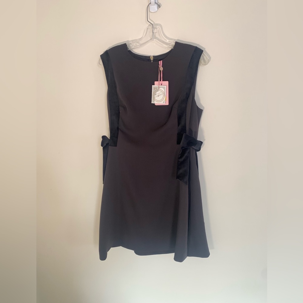 Ted Baker Skater Dress with Velvet Trim and Side Bow Detail NWT